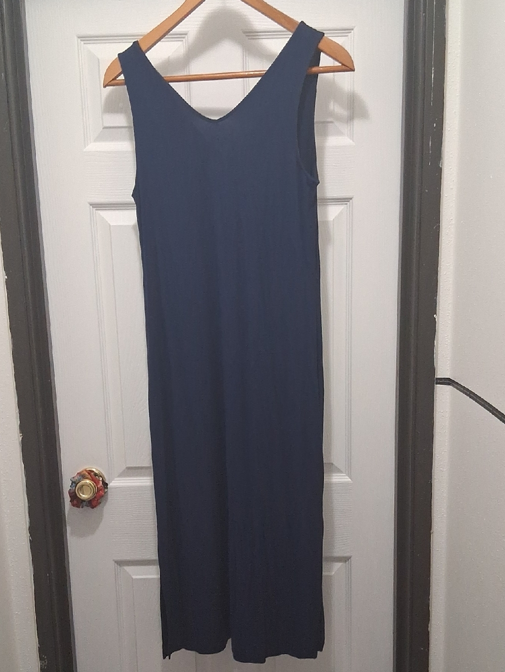 Navy Blue Sleevless Maxi Dress - Picture 2 of 4